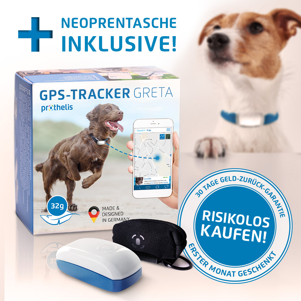 GRETA - GPS-Tracker für Hunde + Neoprentasche